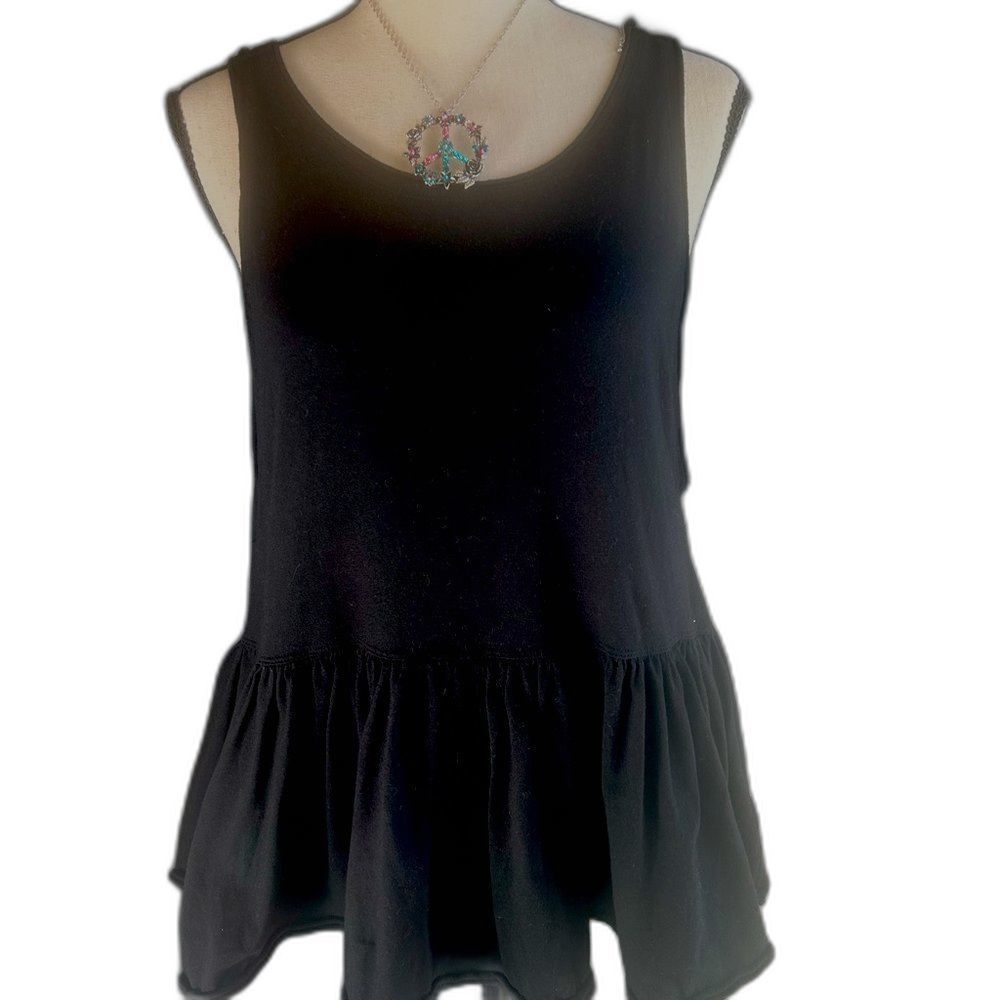 Free people  Cantina black ruffle low back tank top good condition size small